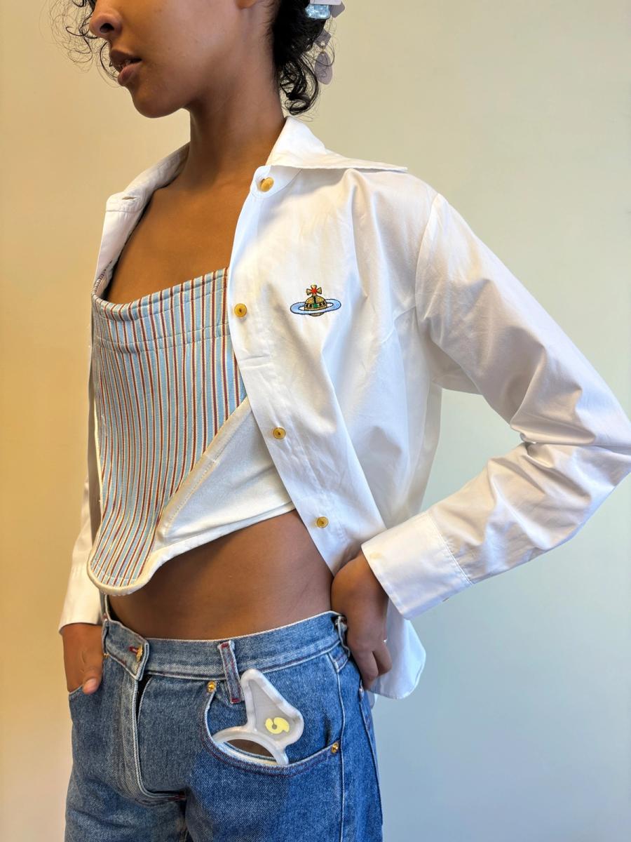 80s Vivienne Westwood White Orb Button Down product image