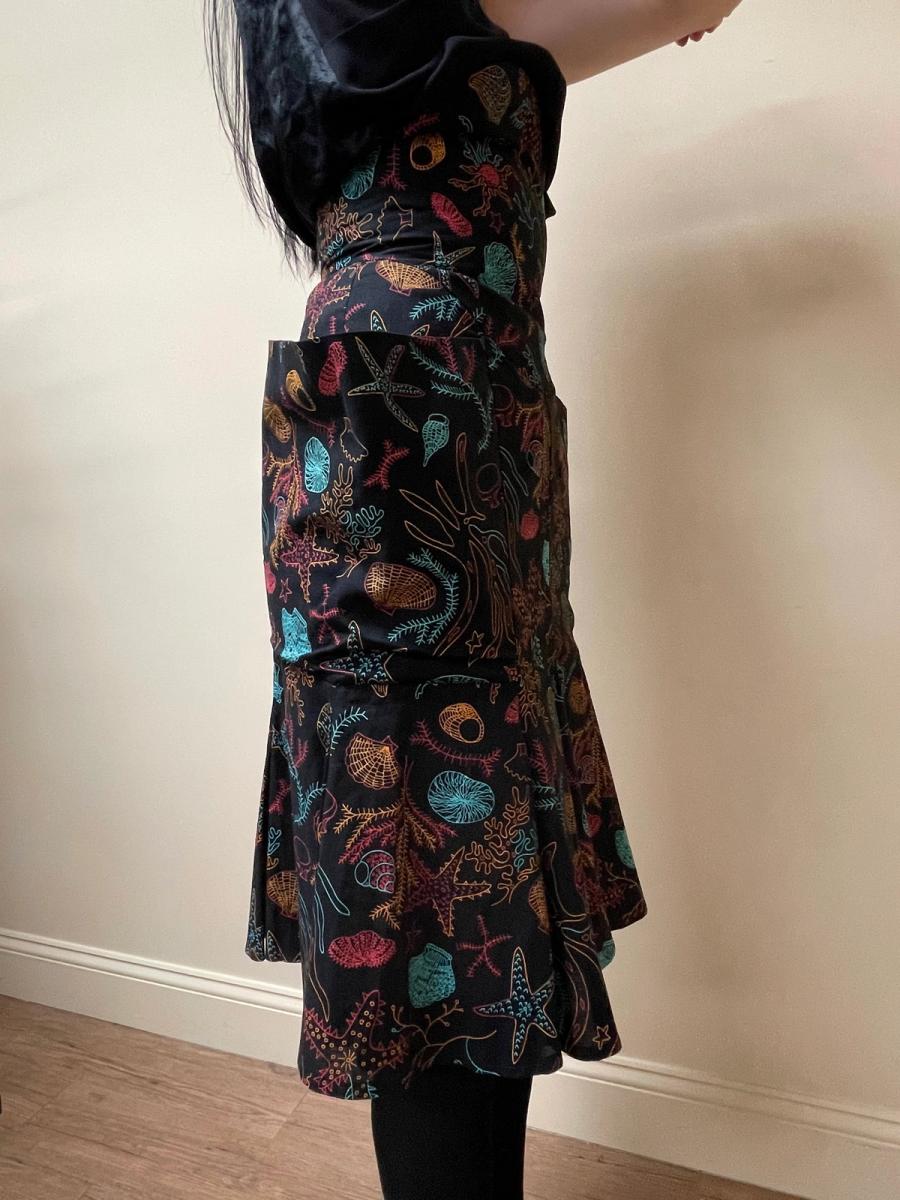 80s Norma Kamali Ultra Hi-Waist Sea Print Skirt product image