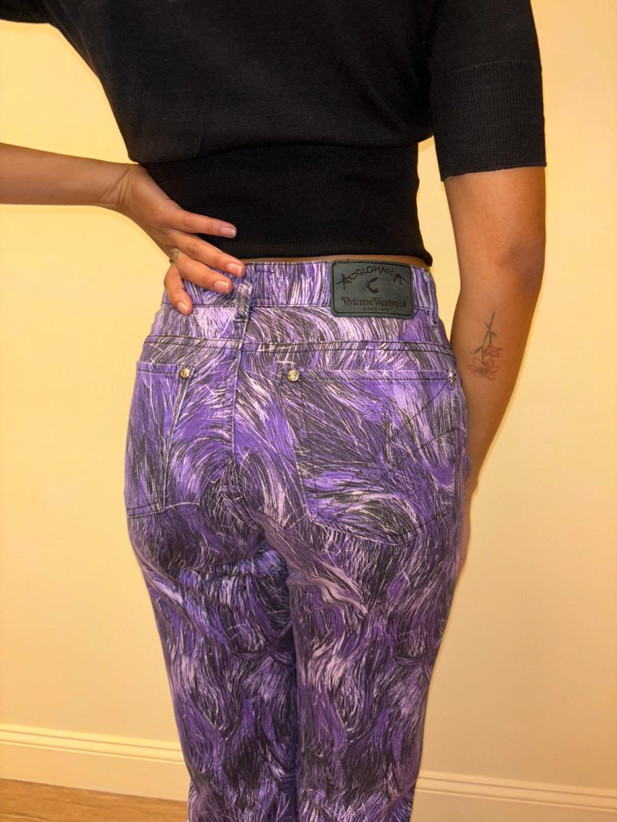 90s Vivienne Westwood Purple Hair Print Jeans product image