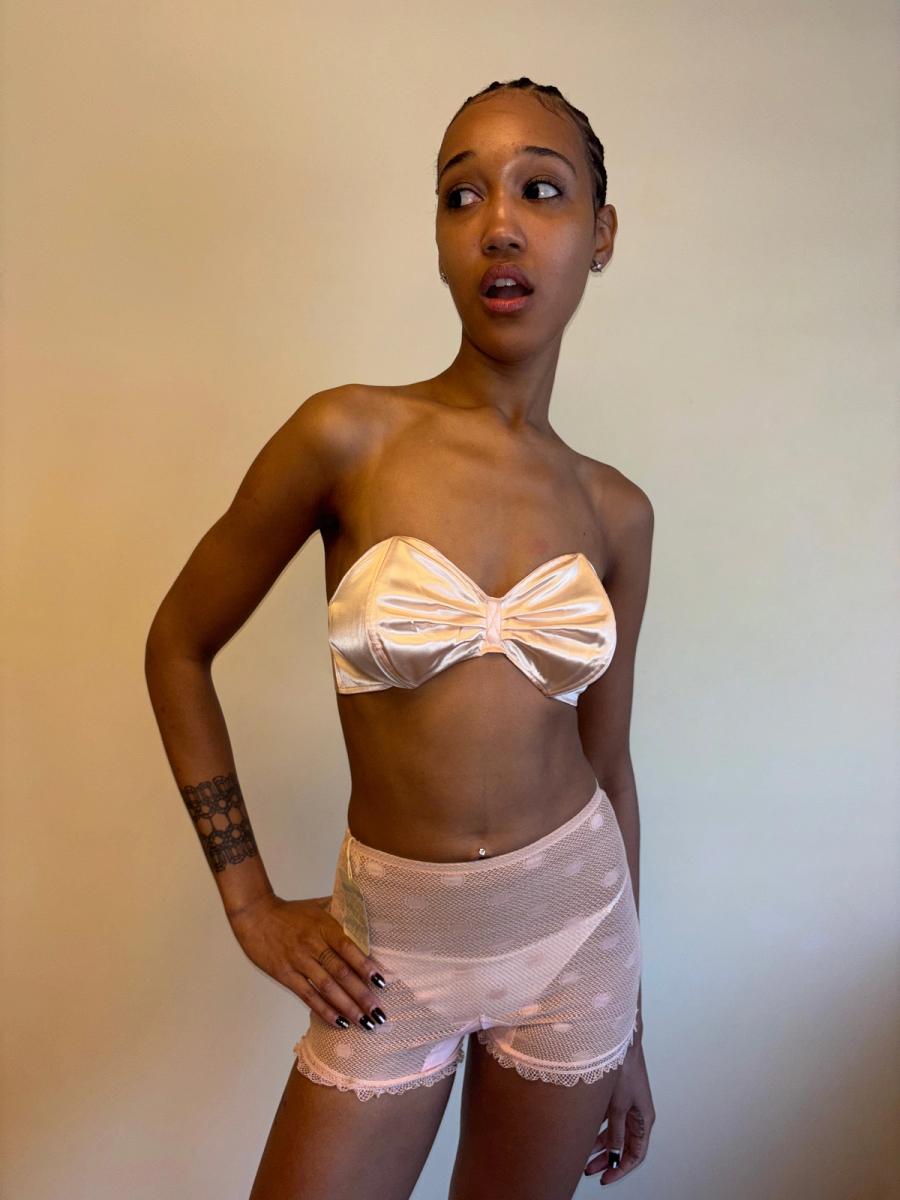 40s French Pink Satin Bra product image