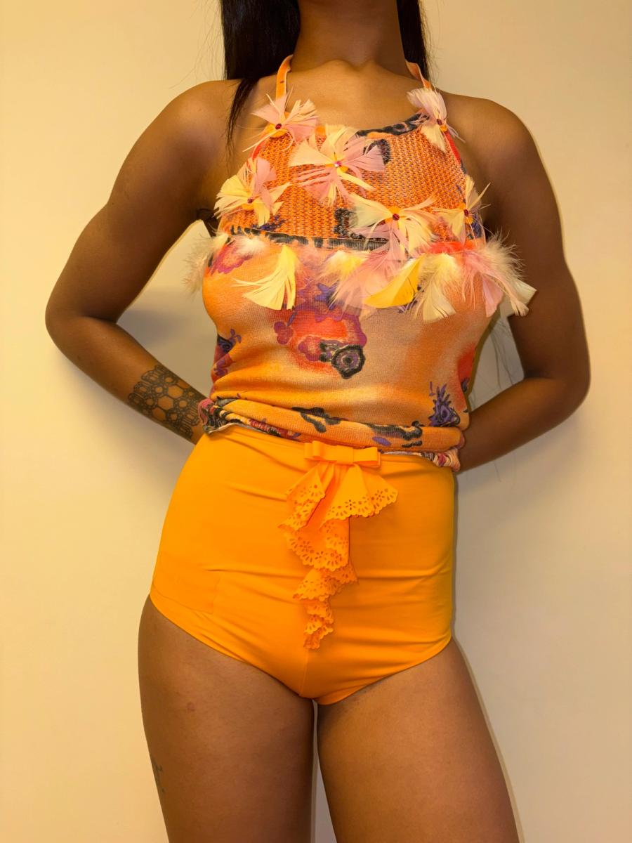 Chantal Thomass Yellow Ruffle Bow Swim Bottoms product image