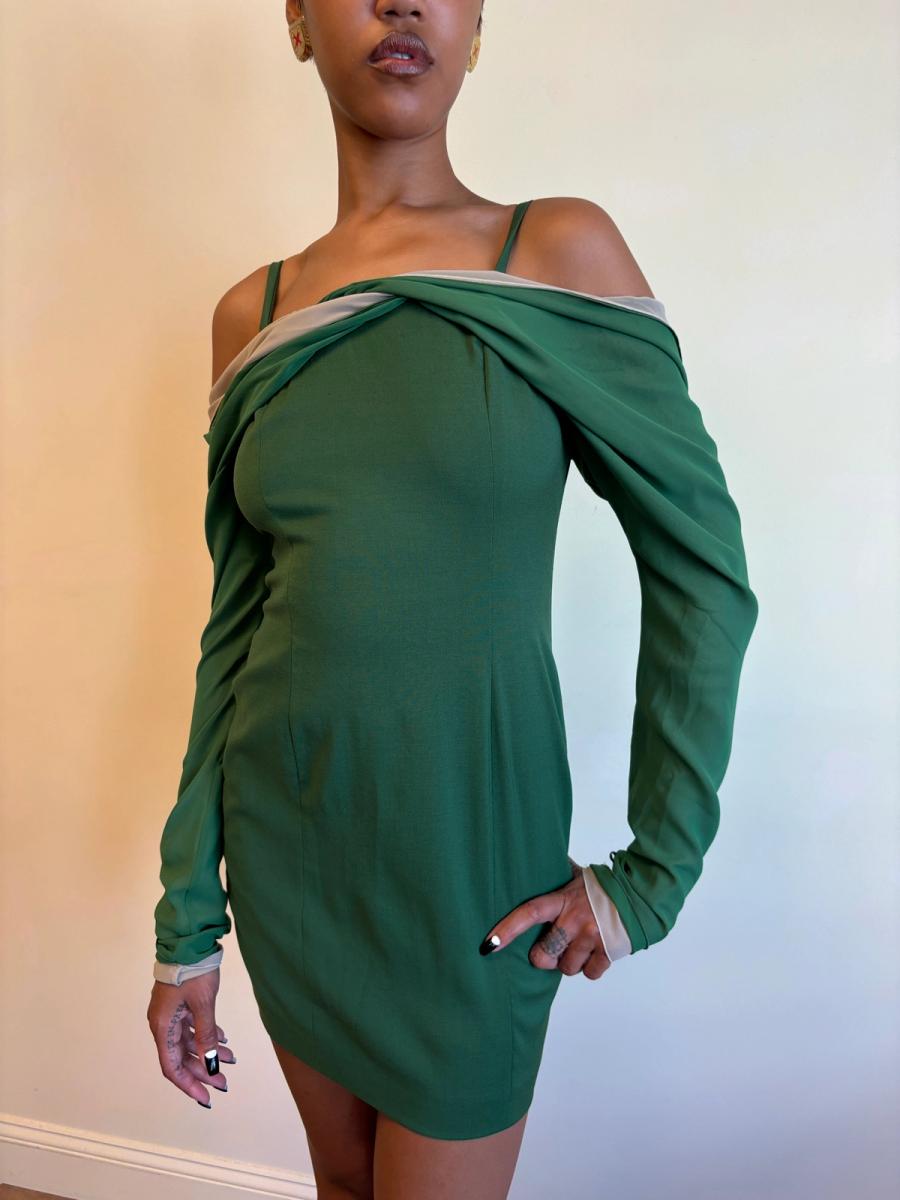 1980s Dolce & Gabbana Layered Chiffon Sleeve Dress product image