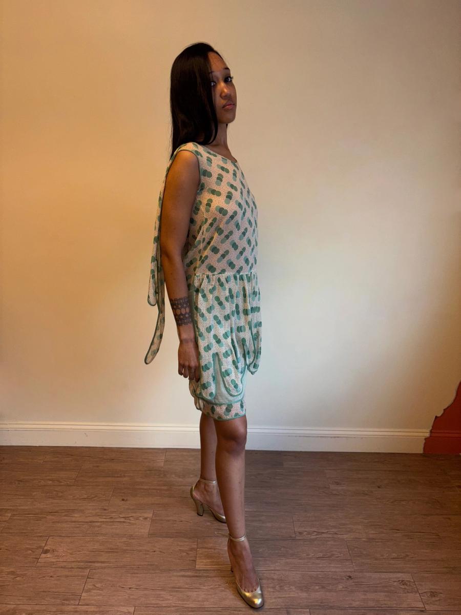 1920s Green Polka Dot Voile Day Dress product image