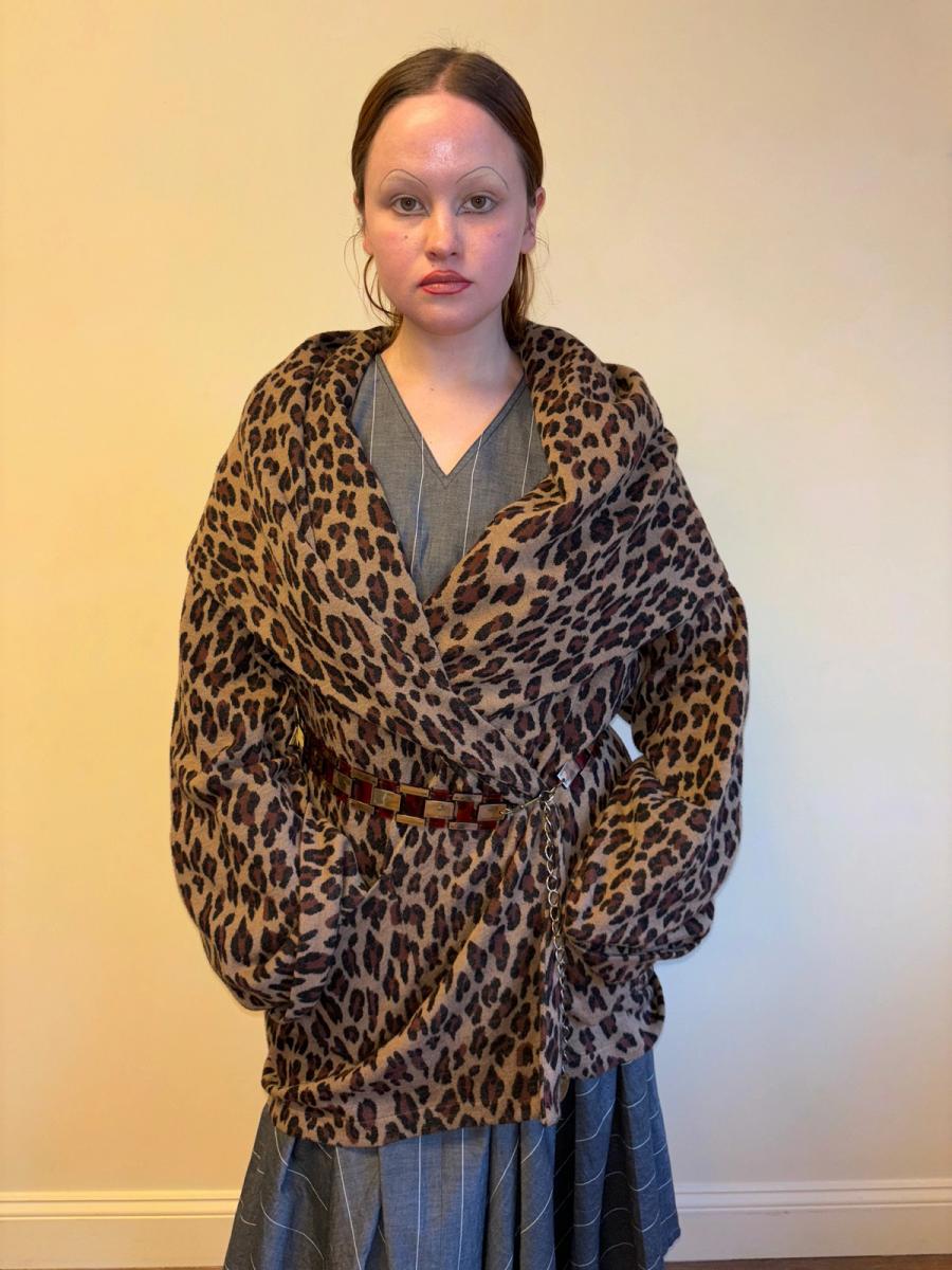 80s Norma Kamali Leopard Sweater with Hood product image