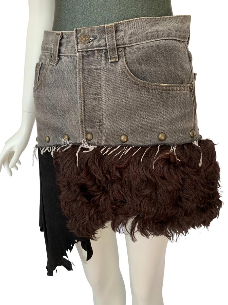 Tomoki Yurita Patchwork Shearling Skirt product image