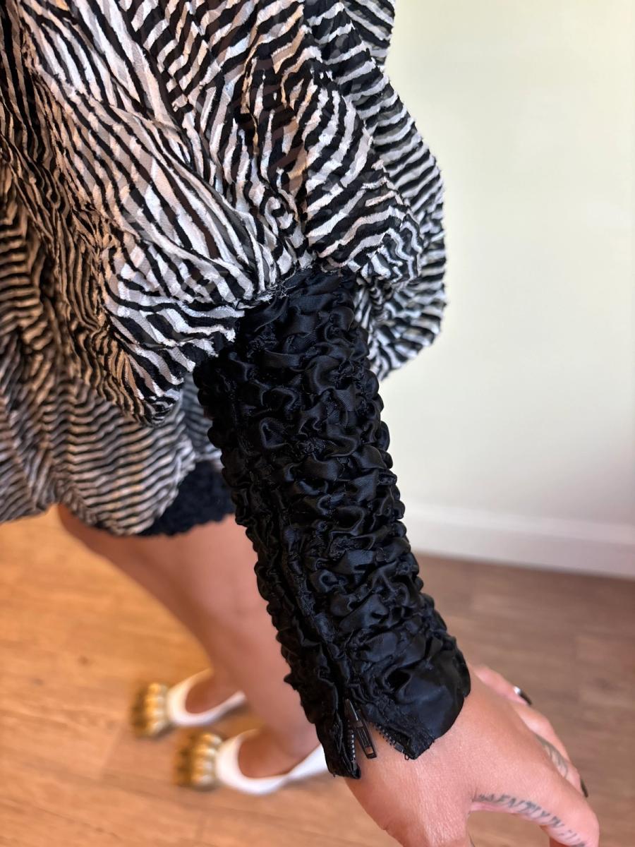 80s Claude Petin Striped Silk Dress product image