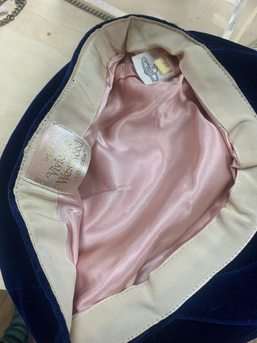 90s Vivienne Westwood Royal Blue Velvet Orb Cap product image