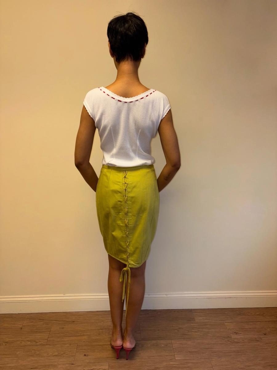 80s Junior Gaultier Green Lace Up Skirt product image