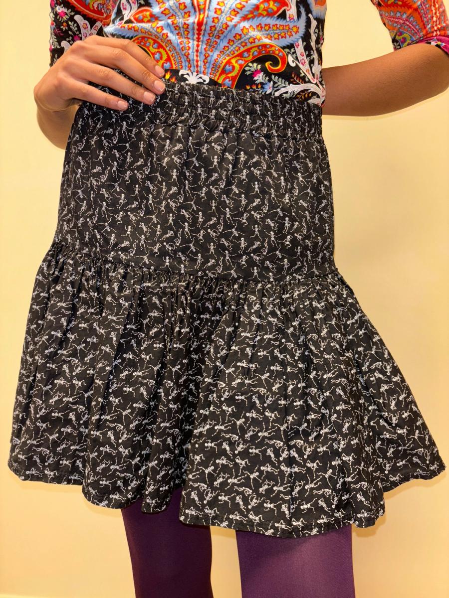 1988 Junior Gaultier Skeleton Calico Ruffle Skirt product image