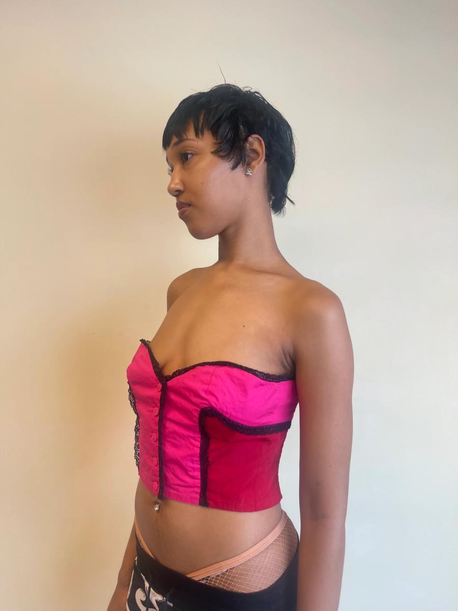 80s Chantal Thomass Hot Pink Bustier product image