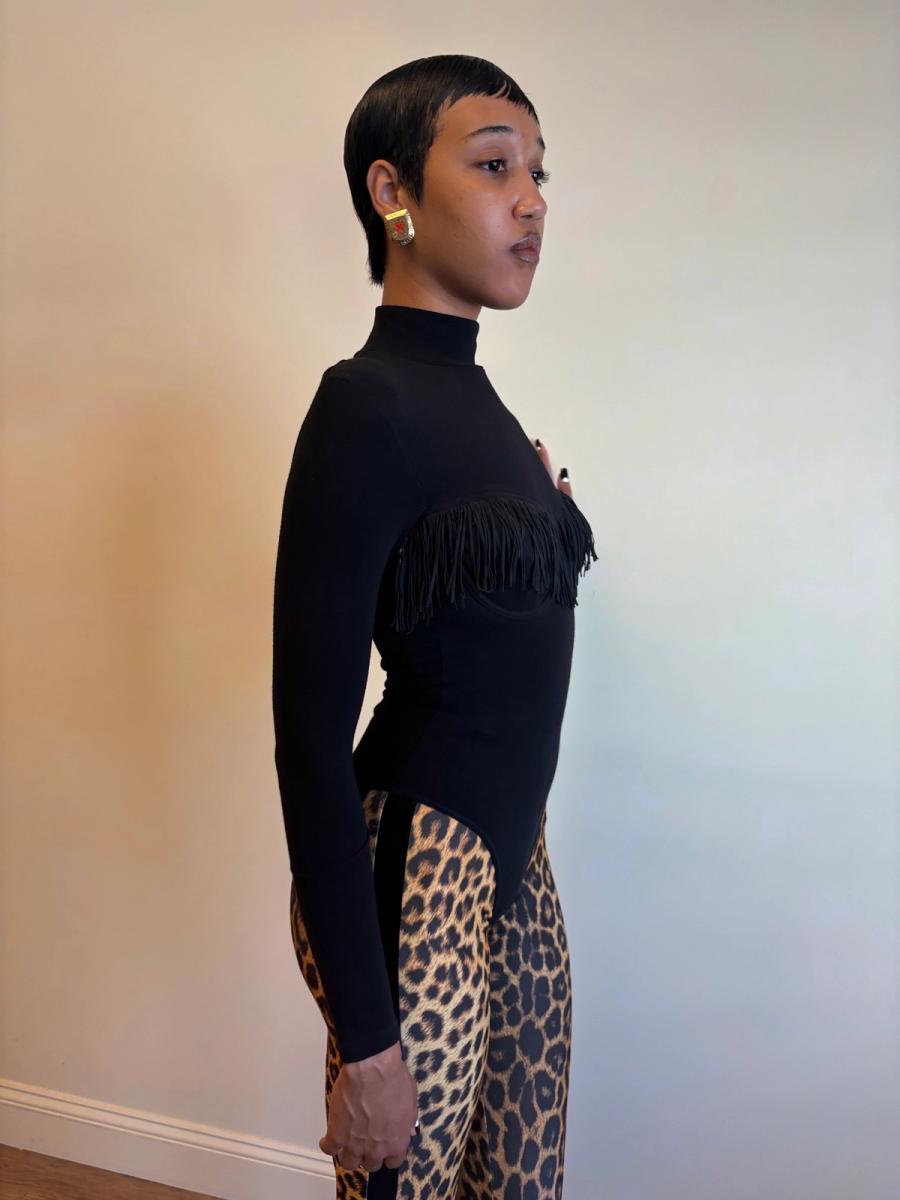 Chantal Thomass A/W 1993 Black Fringe Bodysuit product image