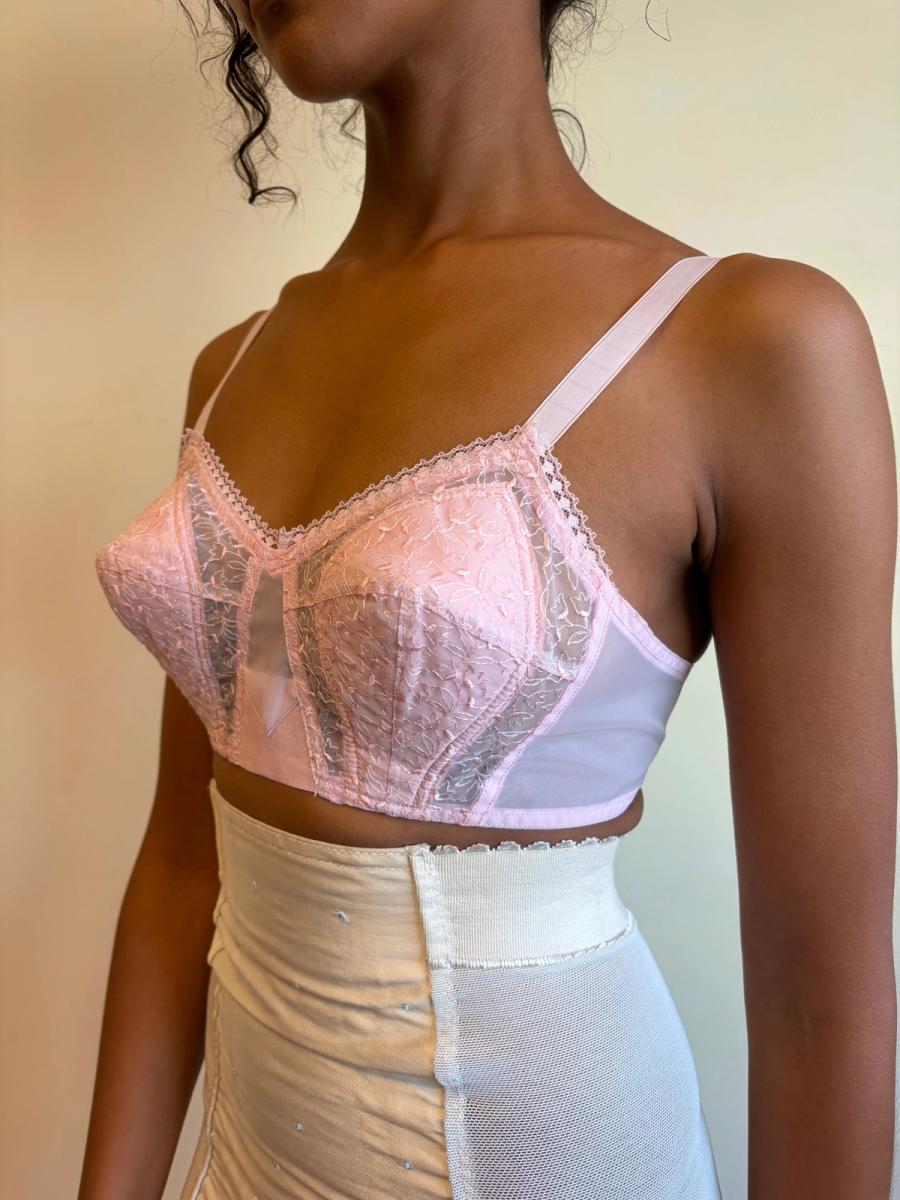 50s Pink Lace Cutout Bra product image