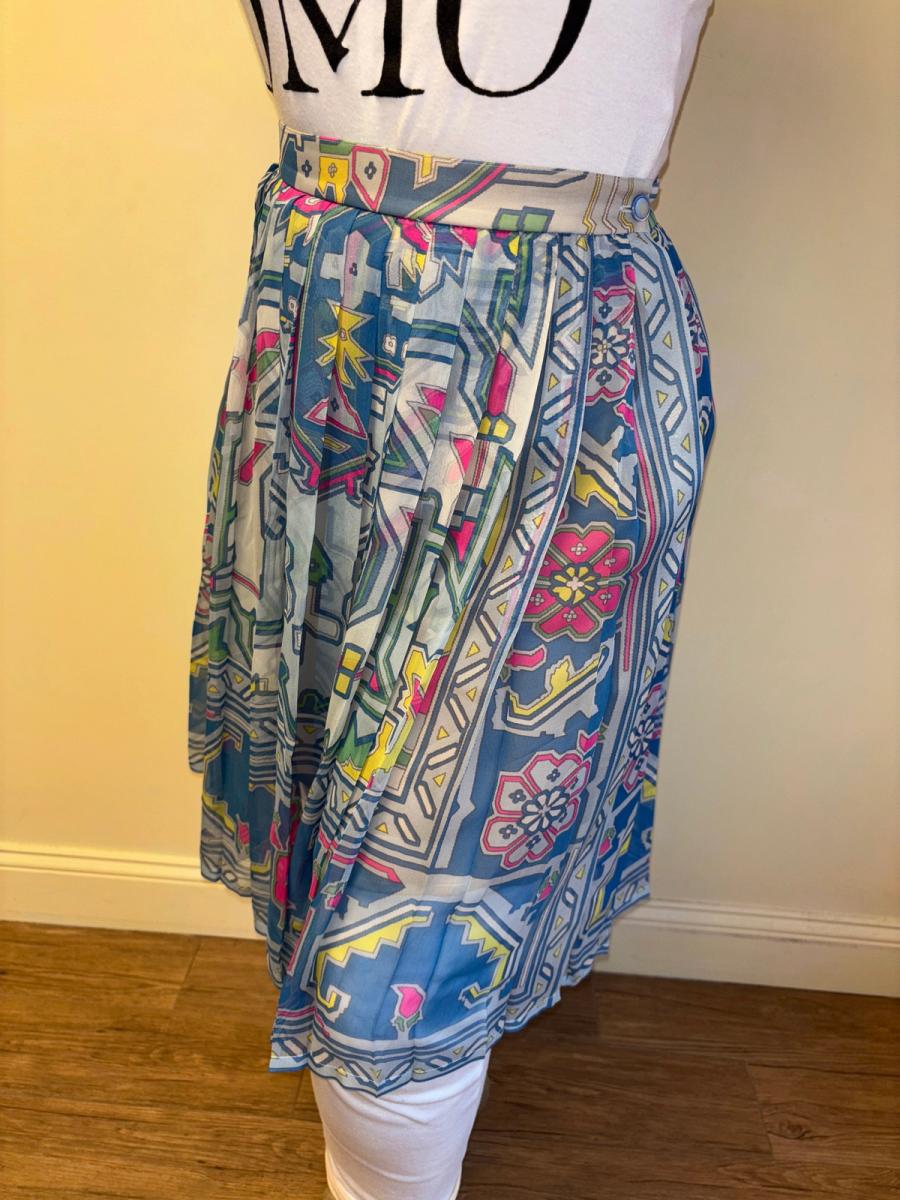 80s Ungaro Pleated Floral Chiffon Skirt  product image