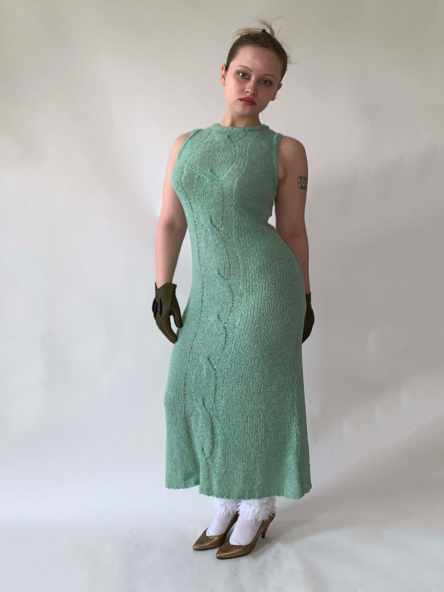 Beauty: Beast Sage Green Knit Maxi Dress product image