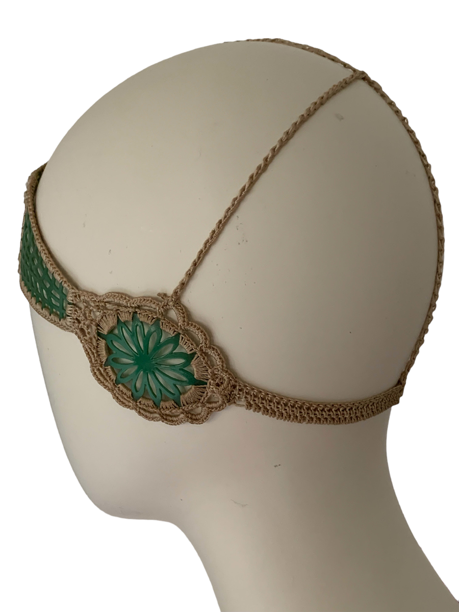 1920s French Celluloid Macrame Butterfly Headdress product image
