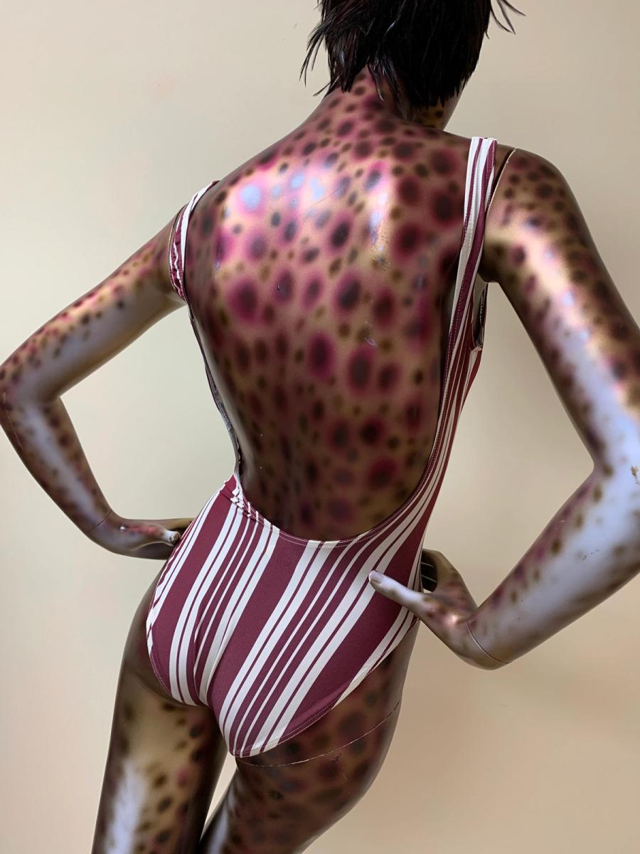 Chantal Thomass Striped Hi-Cut Bodysuit With Cinching Neckline product image