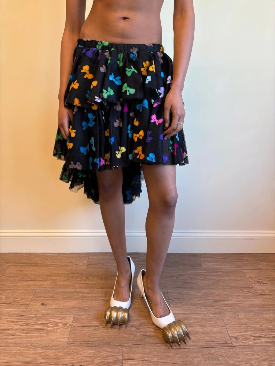 80s Yvan & Marzia Flocked Bow Skirt product image