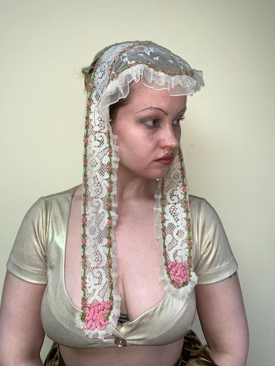 1860s Lace Bang Bonnet with Lappets