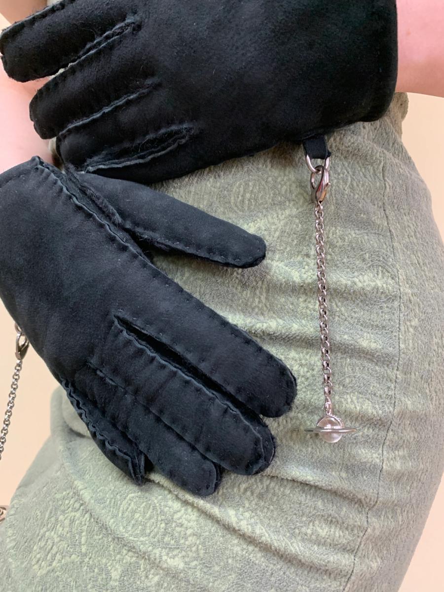 Vivienne Westwood Shearling Gloves with Orb Chains product image