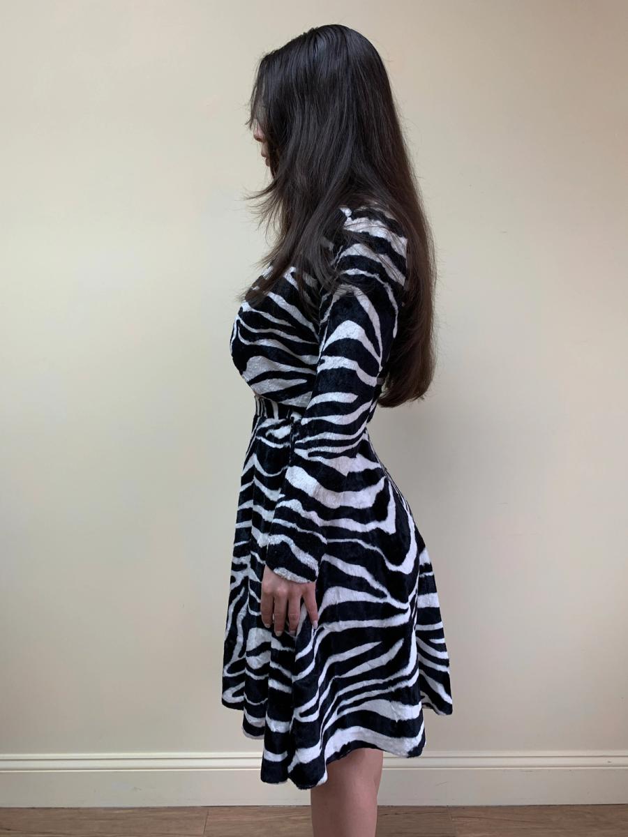 80s Norma Kamali Faux Fur Zebra Skirt product image