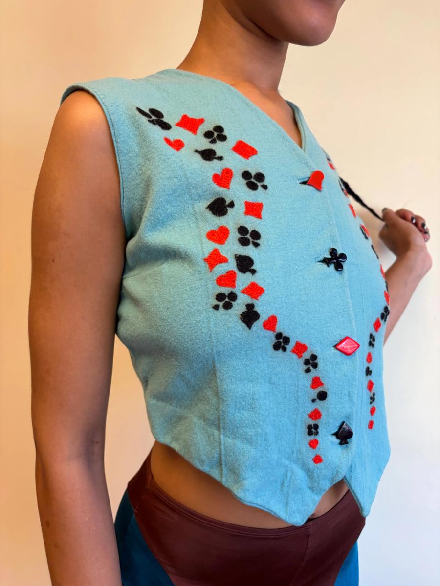 40s Playing Card Theme Embroidered Vest product image