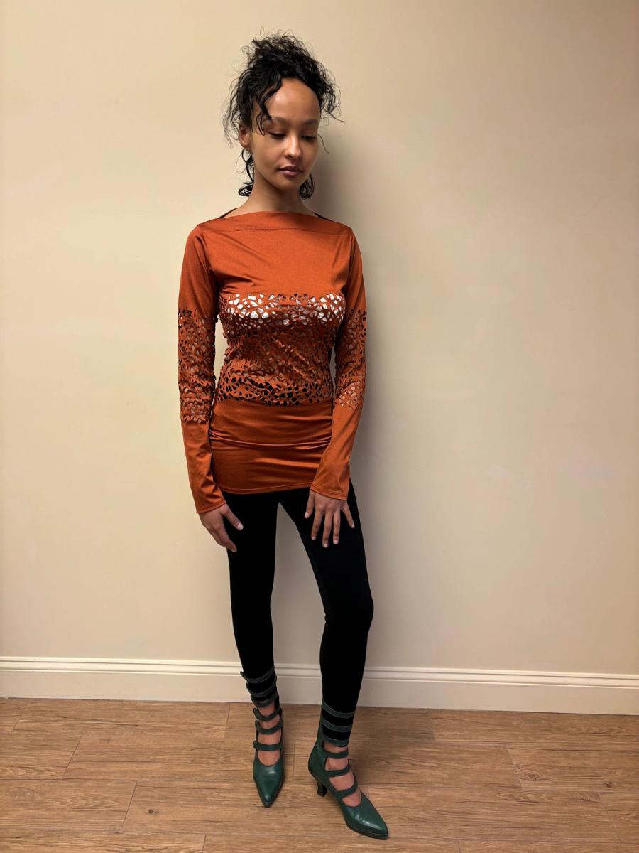 90s Jean-Paul Gaultier Orange Lasercut Top product image