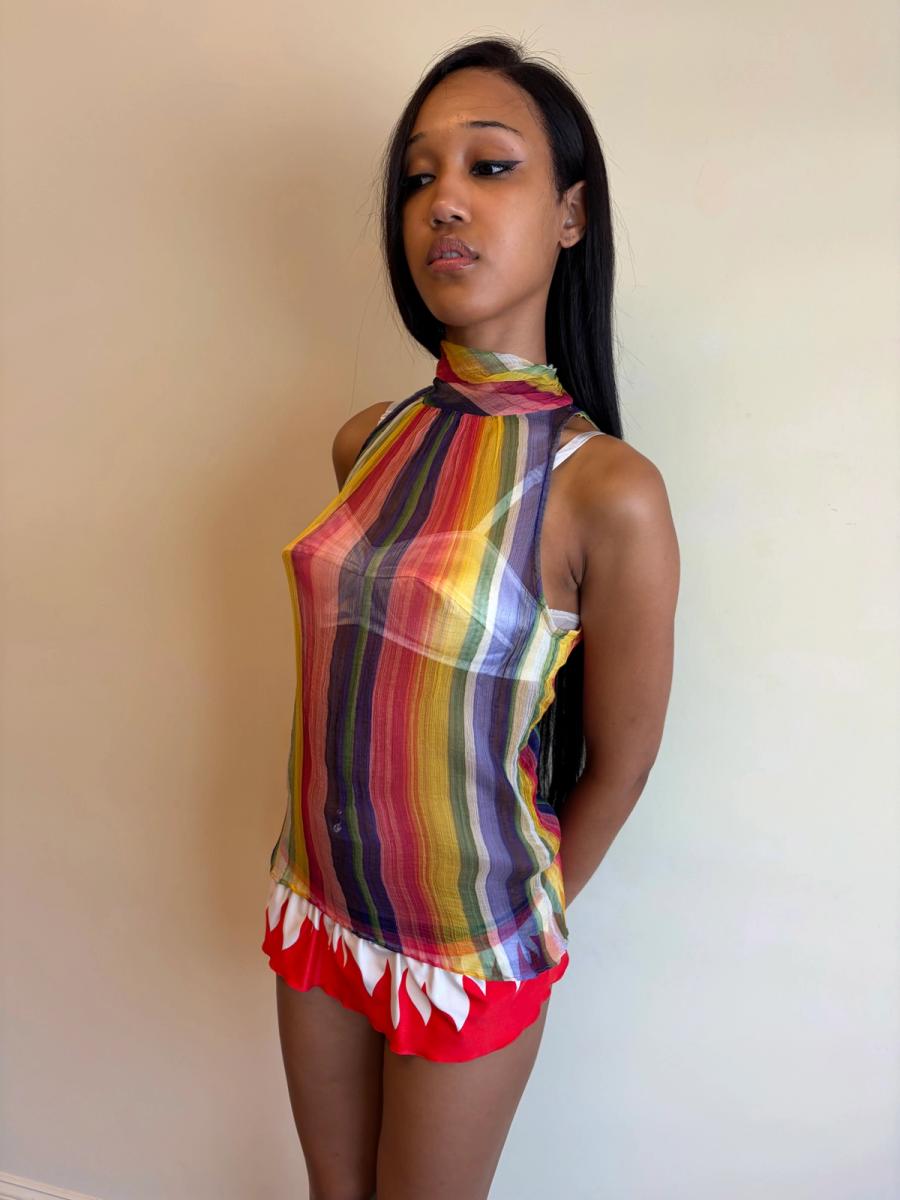 1930s Rainbow Chiffon Crepe Top product image