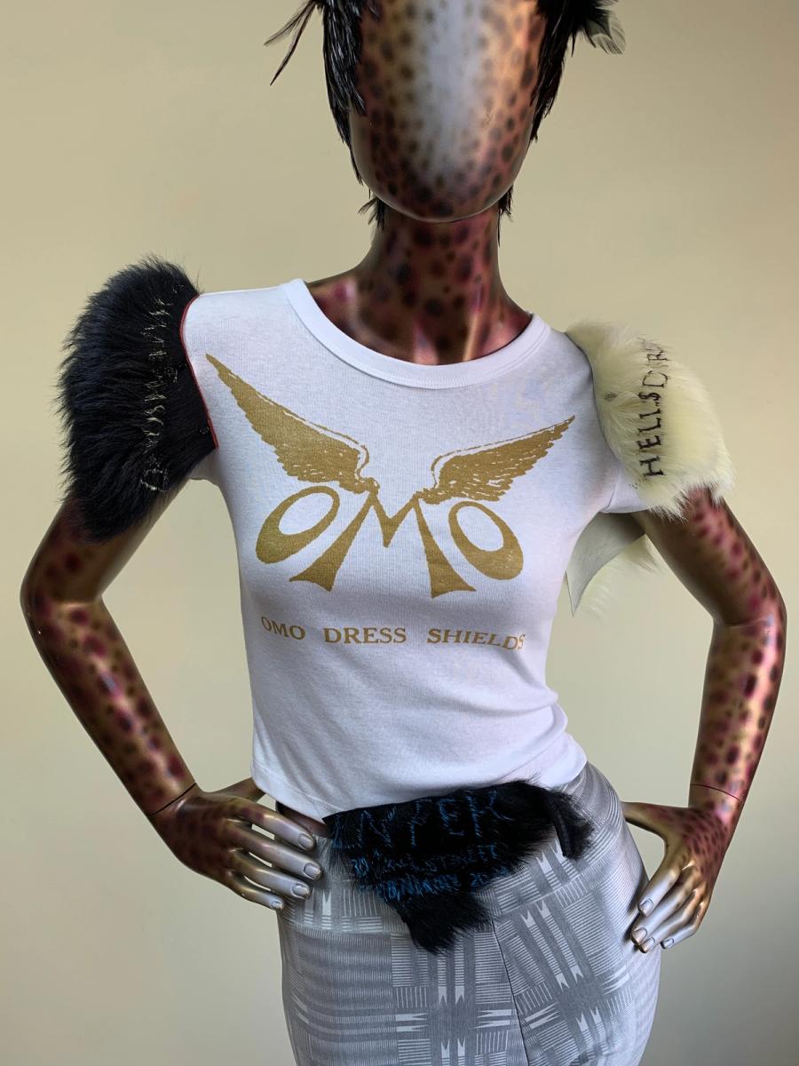 "Enfer" OMO Dress Shields T-shirt with Fur - XS