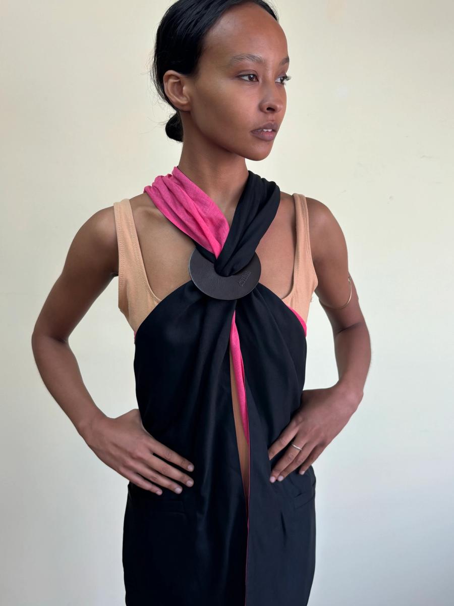 Jean-Paul Gaultier Suiting Halter With Hot Pink Lining 