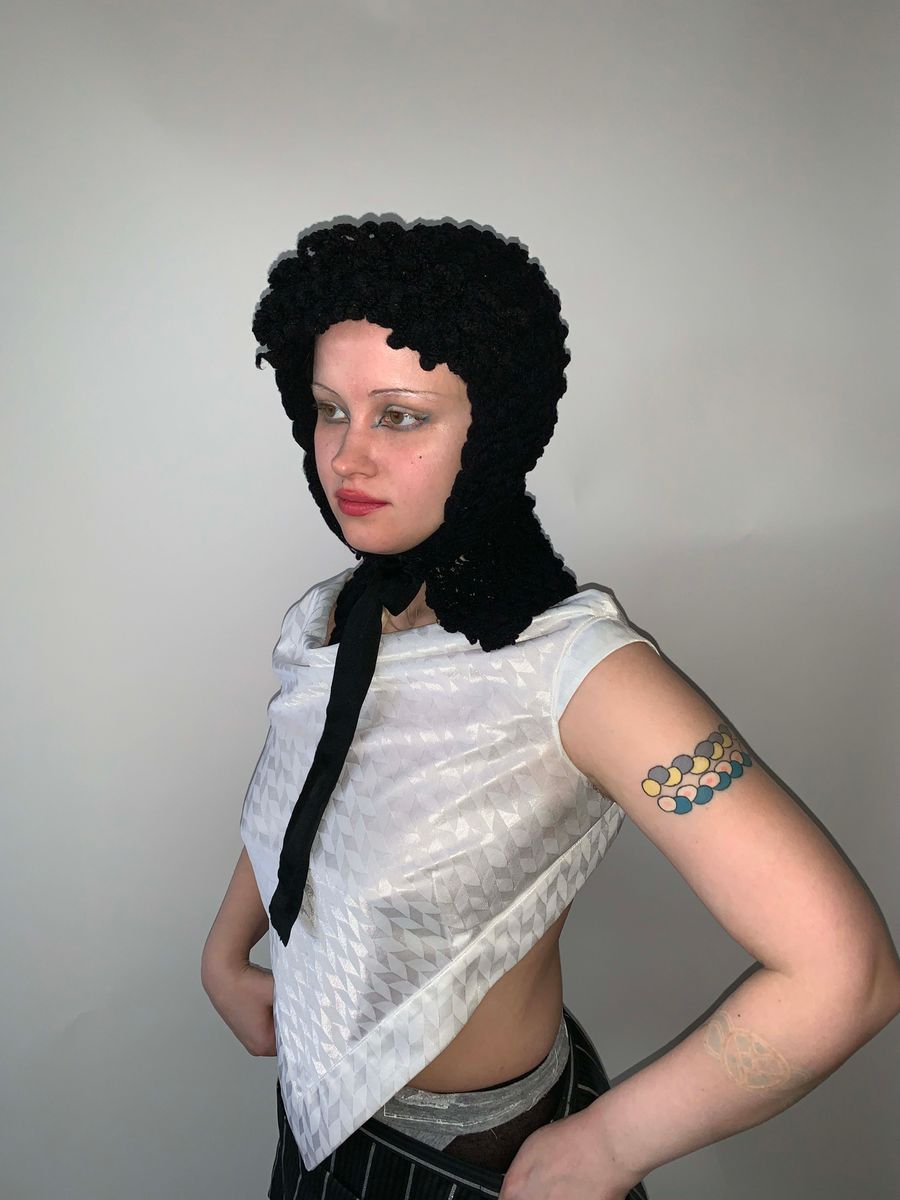 Victorian Crocheted Winter Bonnet product image