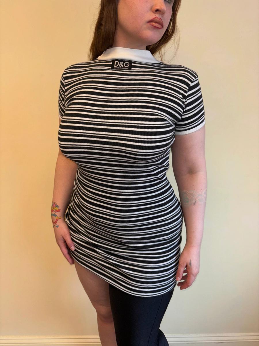 90s D&G Striped Ribbed Dress  product image