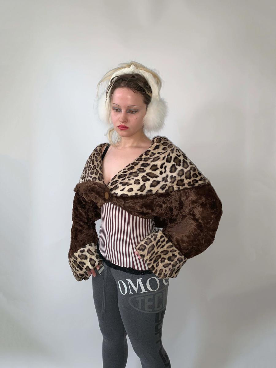 Norma Kamali Leopard Shawl Cropped Jacket  product image
