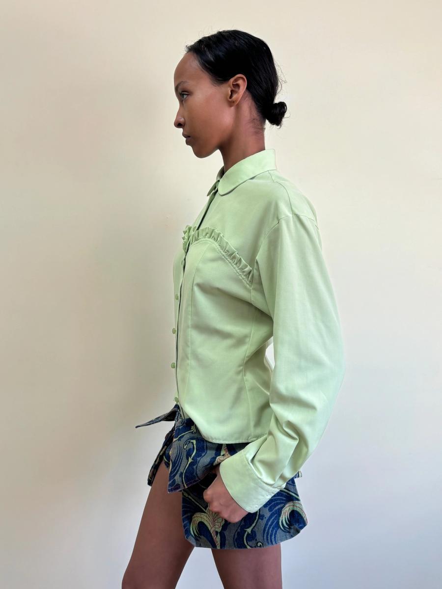 90s Chantal Thomass Chartreuse Button Up Shirt product image