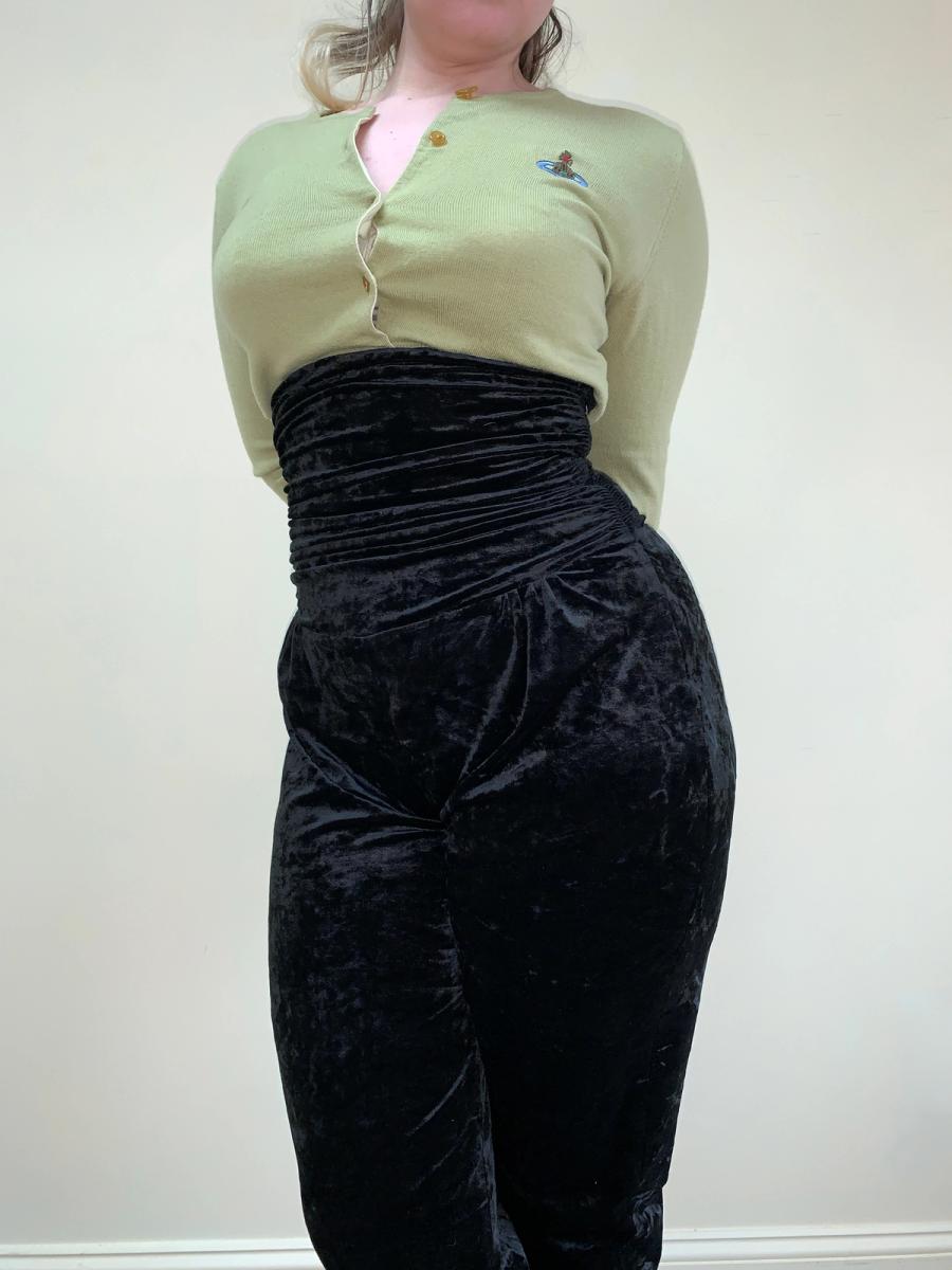 80s Norma Kamali Ultra High Waist Velvet Pants product image