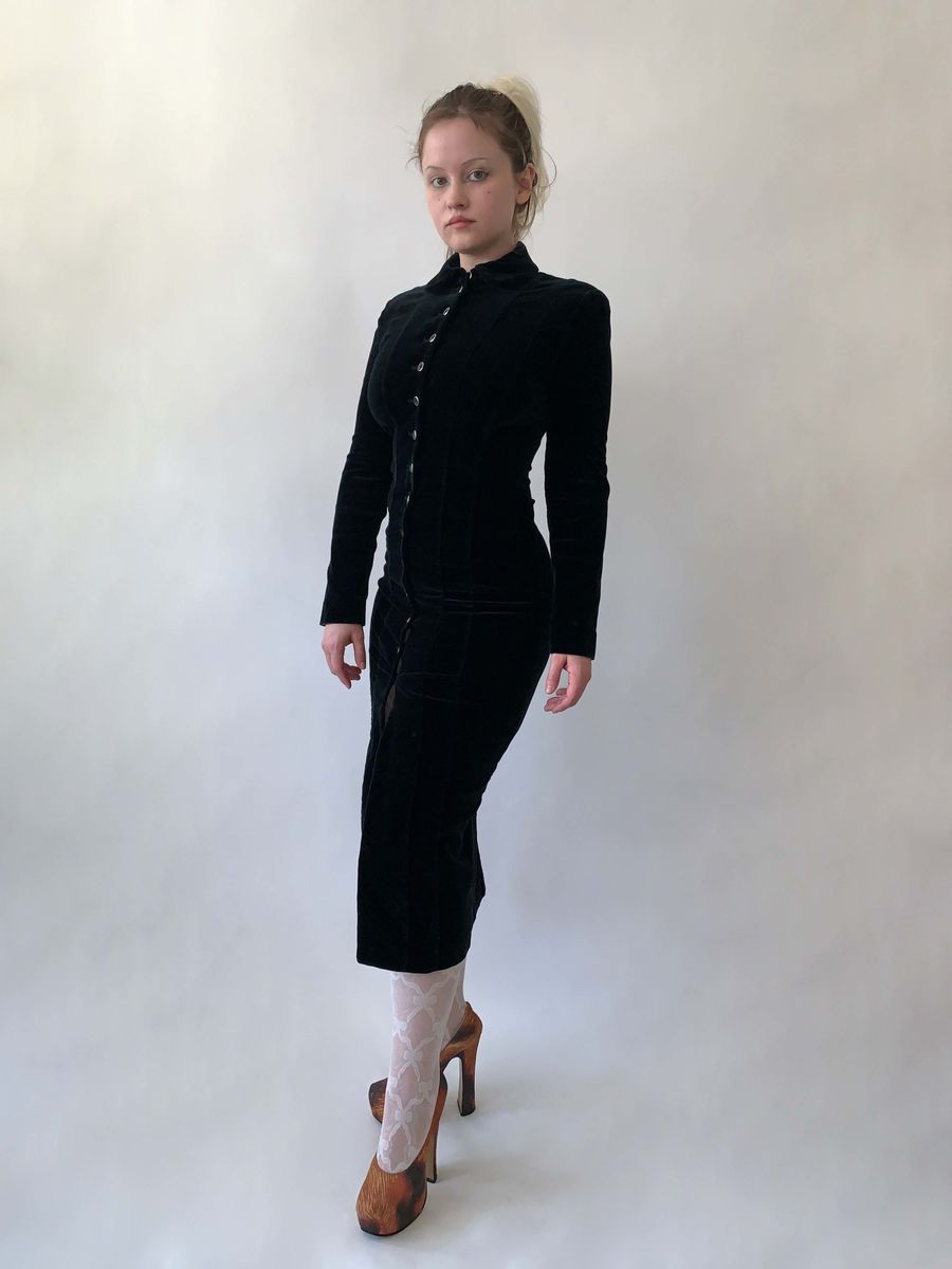 Chantal Thomass Black Velvet Bodycon Dress product image