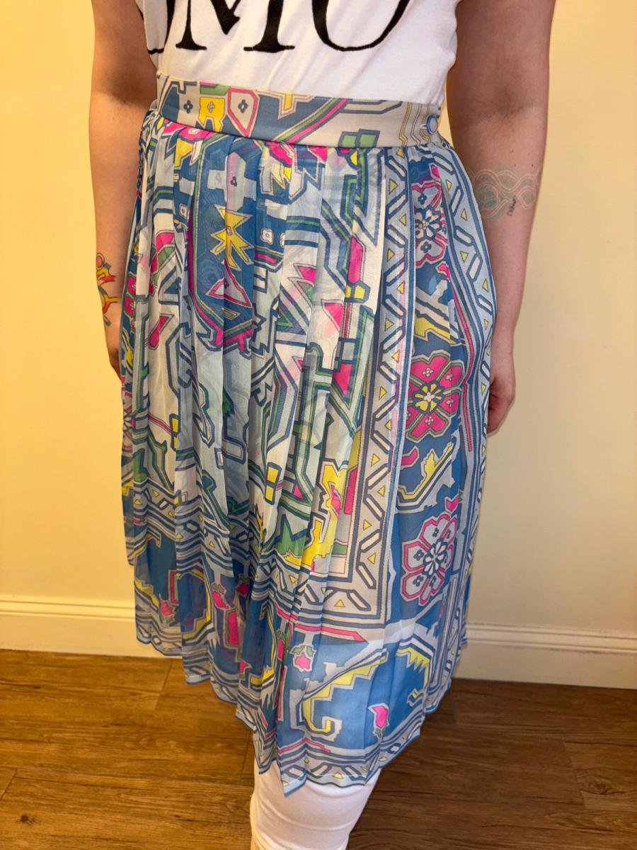 80s Ungaro Pleated Floral Chiffon Skirt  product image