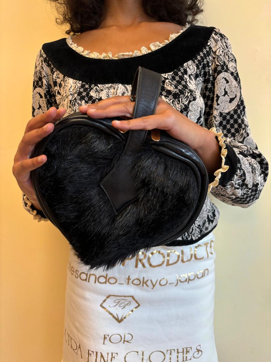 1993 Vivienne Westwood Black Heart Fur Mini Bag product image