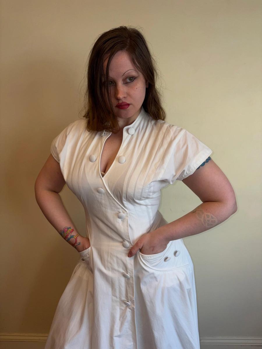 1980s Claude Petin Sweeping Fit & Flare Dress product image