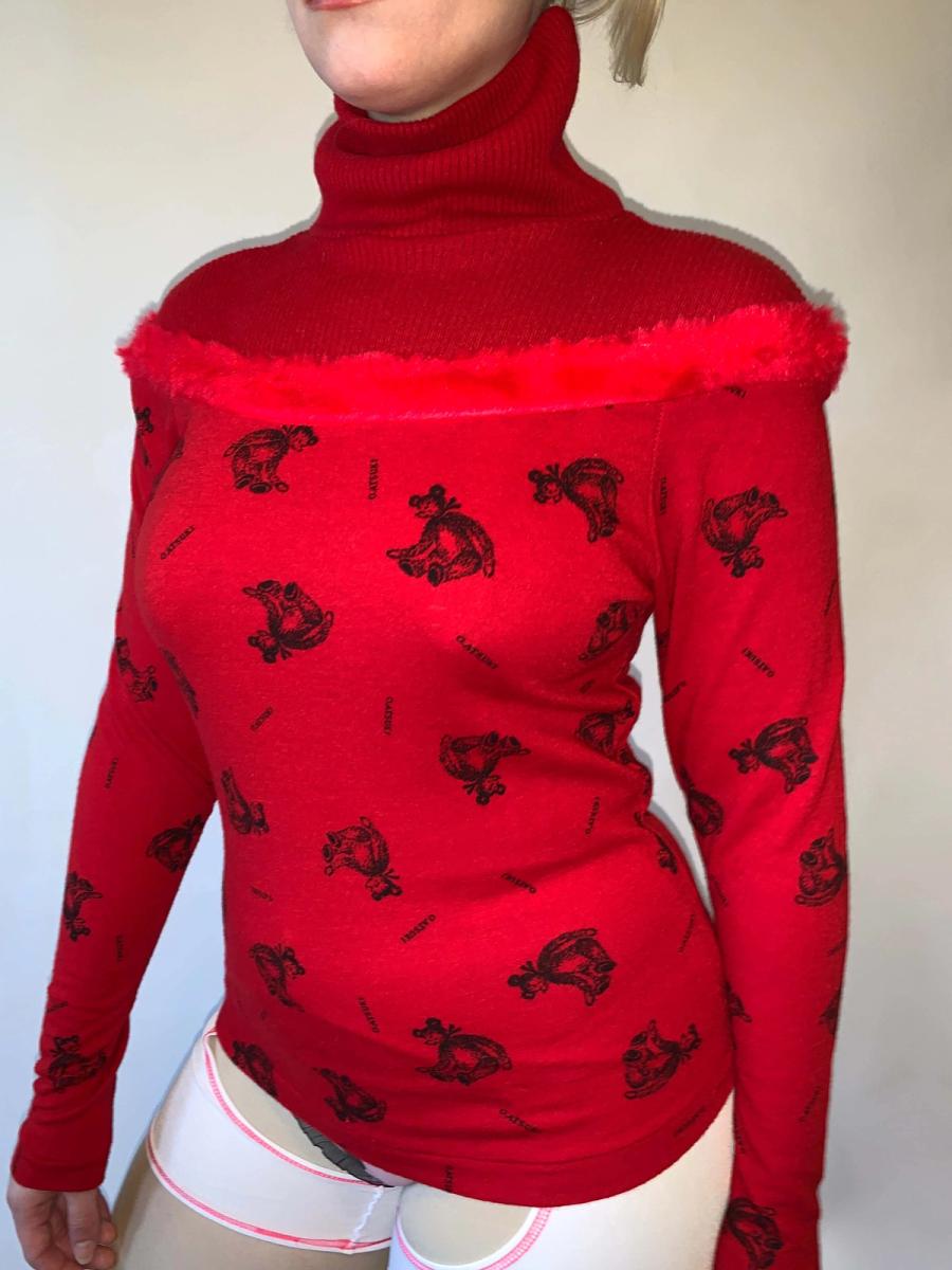 80s Atsuki Onishi Red Teddy Bear Sweater