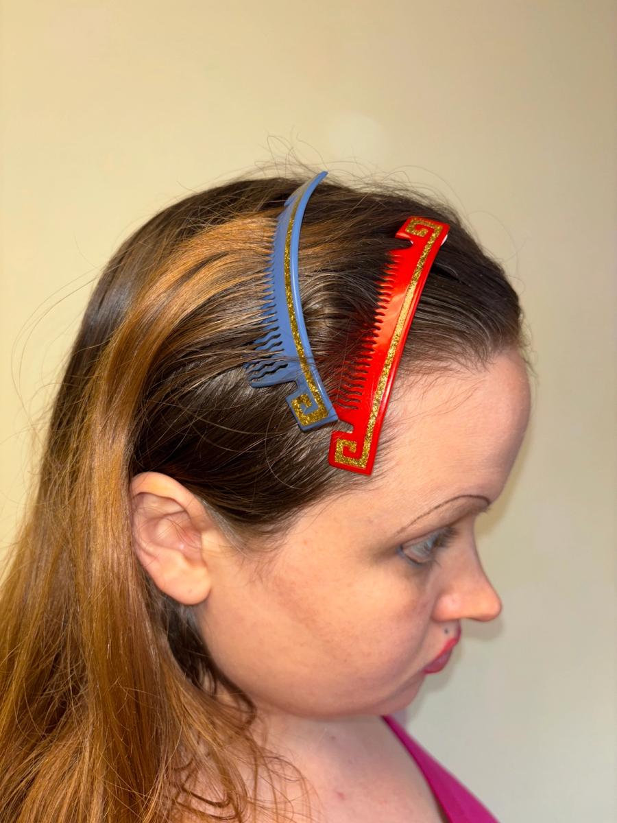 1940s French Greek Key Hair Combs product image