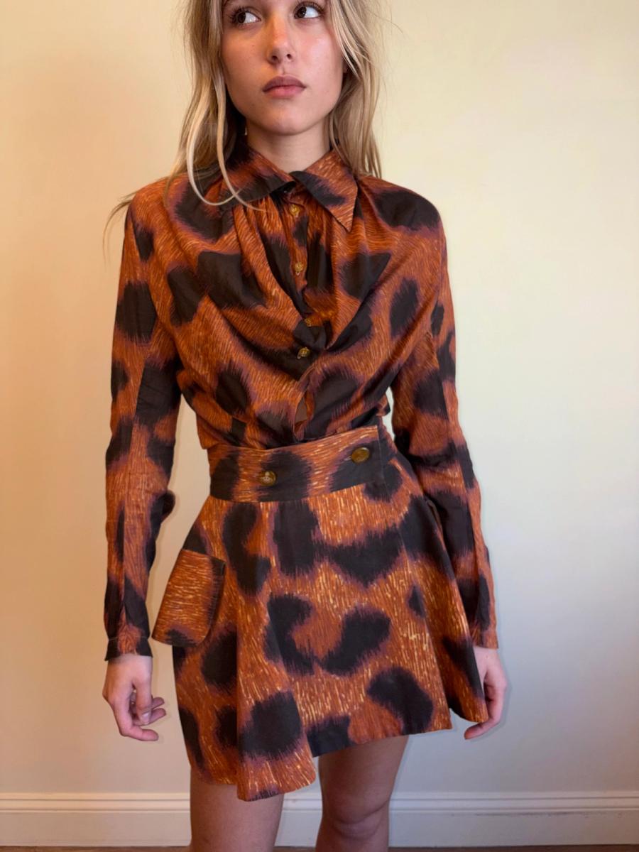 1994 Vivienne Westwood Café Society Voile Leopard Button Up product image