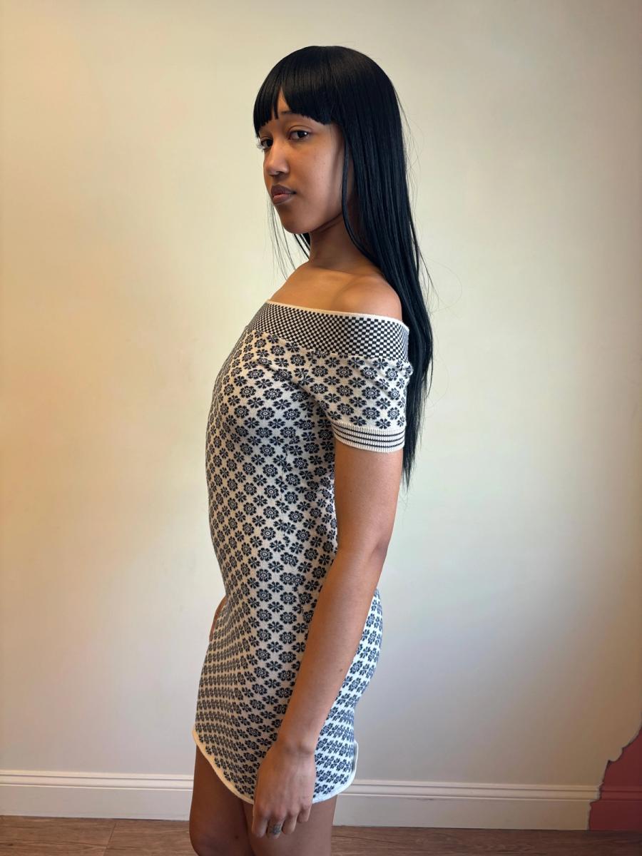 Junior Gaultier Fair Isle Knit Off the Shoulder Dress product image