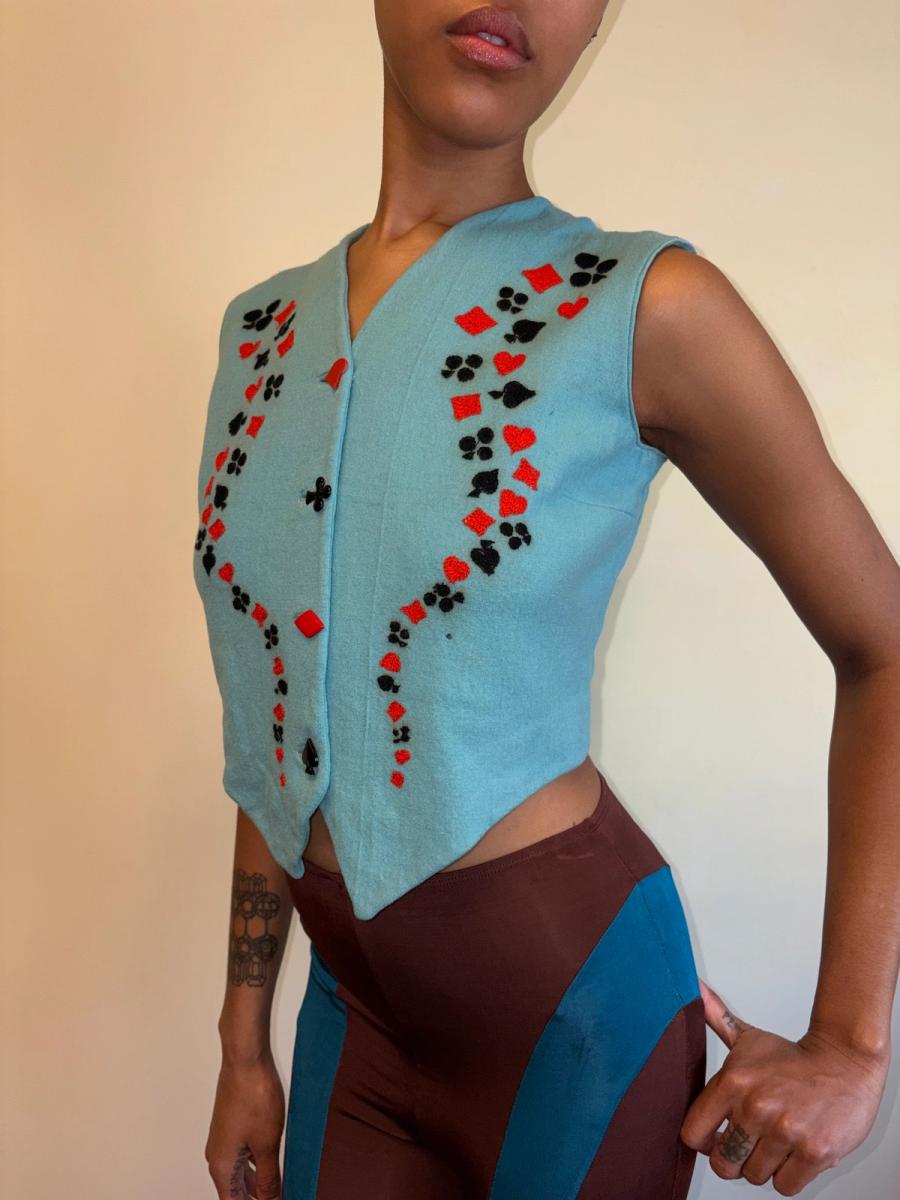 40s Playing Card Theme Embroidered Vest product image