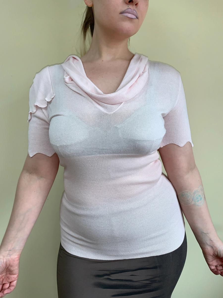 Vivienne Westwood Pale Pink Scalloped Knit Tie Top product image