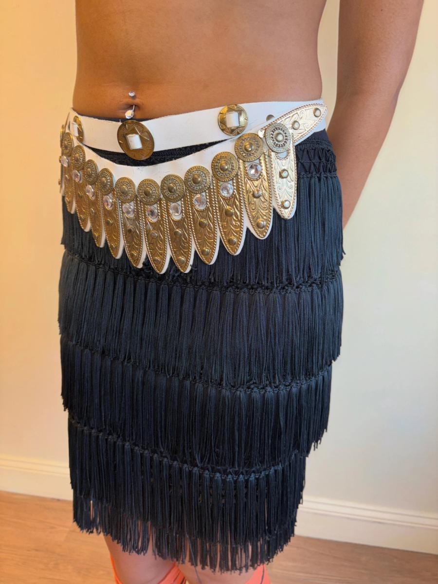 80s French Rhinestone Feather Belt product image