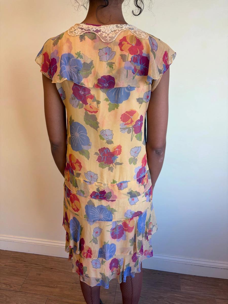 French Late 1920s- 1930s Floral Chiffon Dress product image