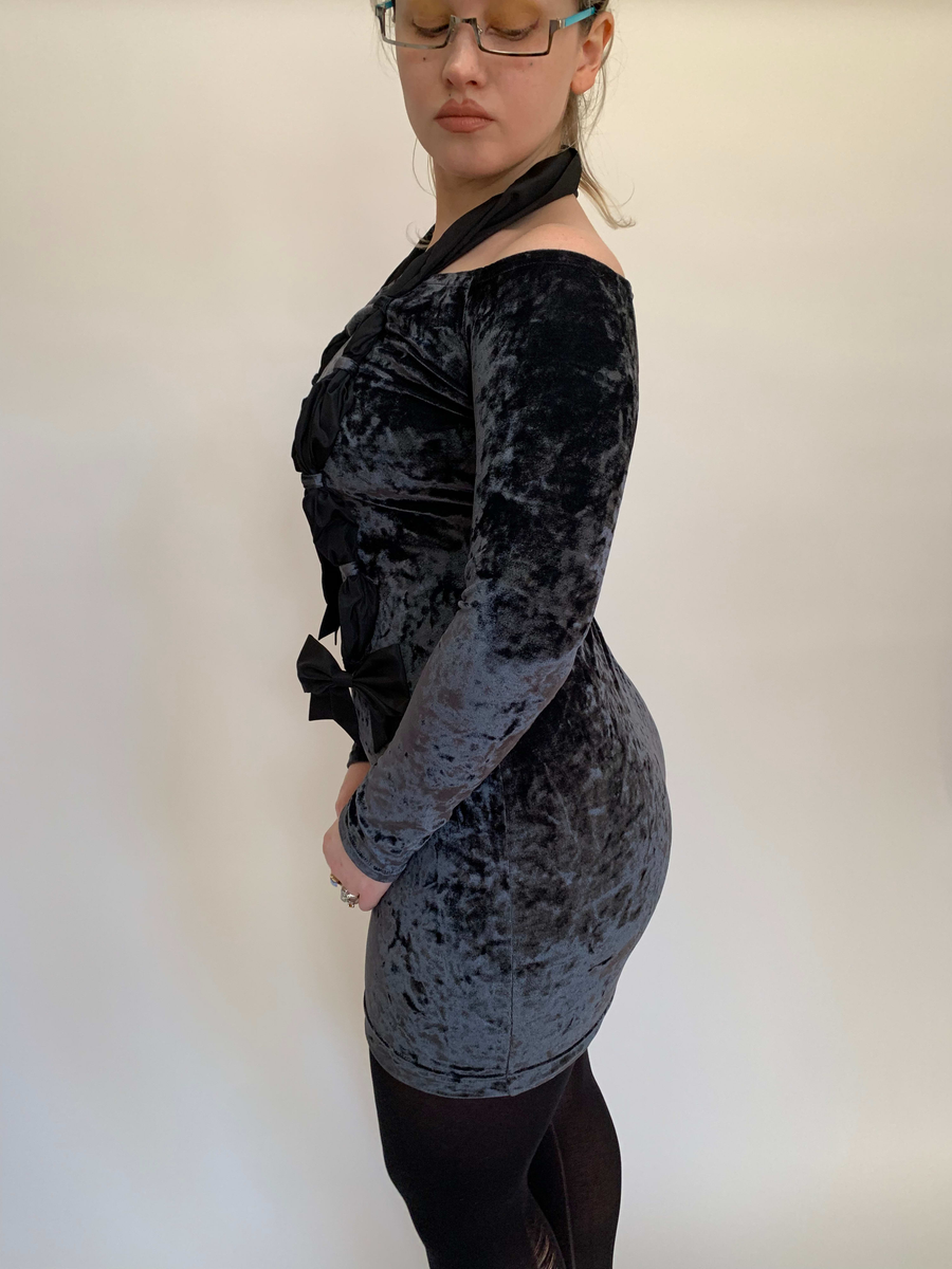 Chantal Thomass Crushed Velvet Bow Halter product image