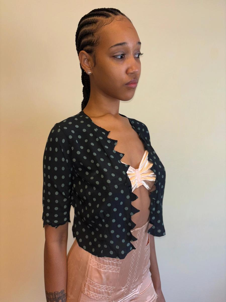30s Polka Dot Top with Jagged Hem product image