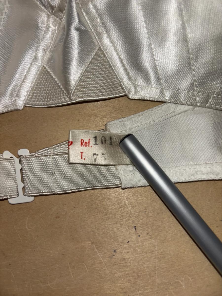 White Satin French Bullet Bra with Embroidered Front product image