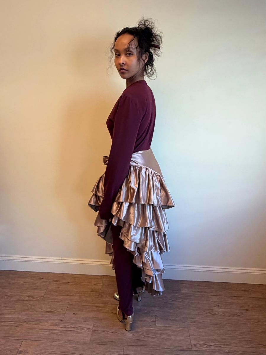 80s Norma Kamali OMO Ruffle Wrap Skirt product image